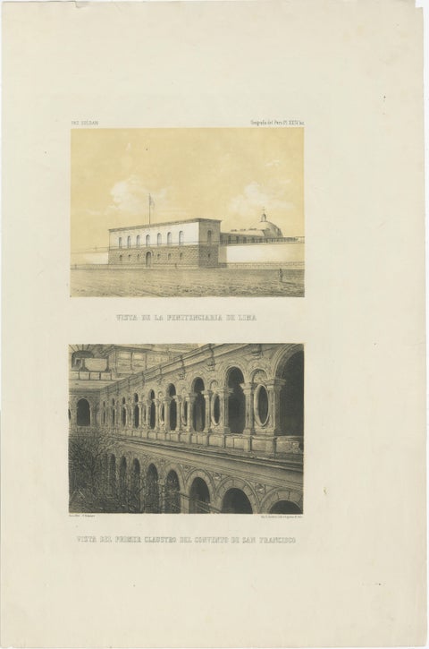 Antique lithograph views of Lima, Penitentiary & San Francisco Convent, 1865, view 2