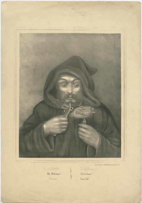 Set of 3 Antique Prints of Monks committing Sins by May & Wirsing, 'c.1850', view 2