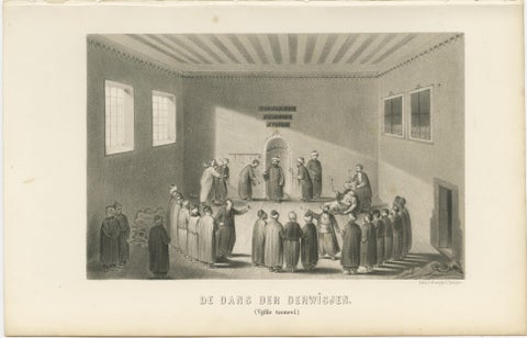Islamic Ritual Print Whirling Dervishes Ceremony Scene V, 1863 Dutch Lithograph, view 3