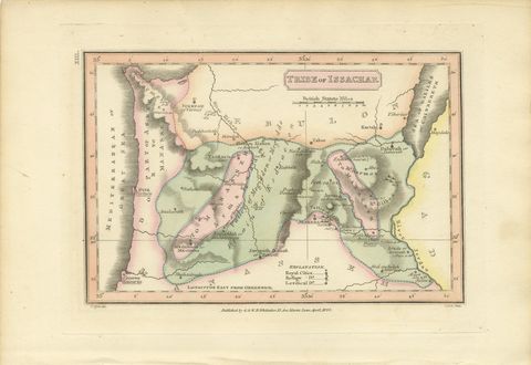 Antique Hand-Colored Map of the Tribe of Issachar, Wyld, 1823, view 2