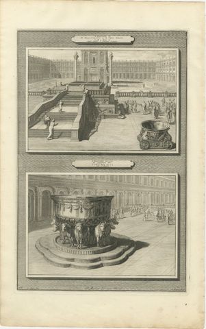 Bronze Pillars and the Molten Sea of Solomon's Temple, Mortier, circa 1700