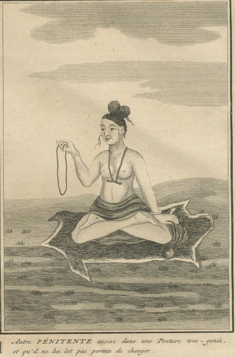 Indian Brahmin Penitents and Pilgrim, Rare 18th Century Ritual Engraving, 1734, close-up 4