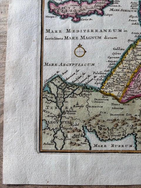 Antique Map of the Holy Land and Paradise, Terrae Canaan Map, c.1720, view 5