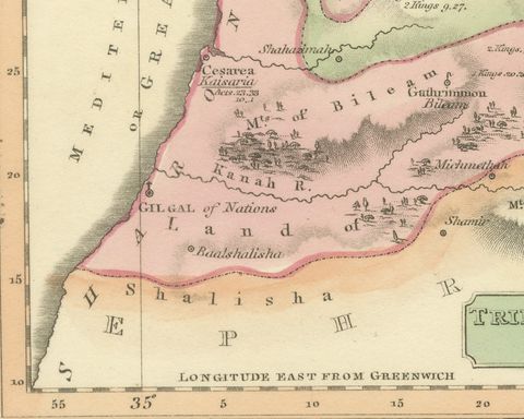 Tribe of Manasseh West of Jordan, Antique Wyld Map, 1823, close-up 3
