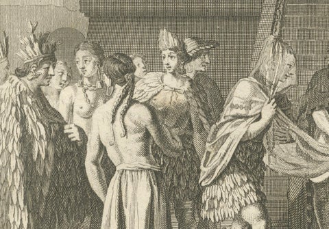 Marriage and Infant Rituals among the Mexicans, Engraving from 1734, close-up 4