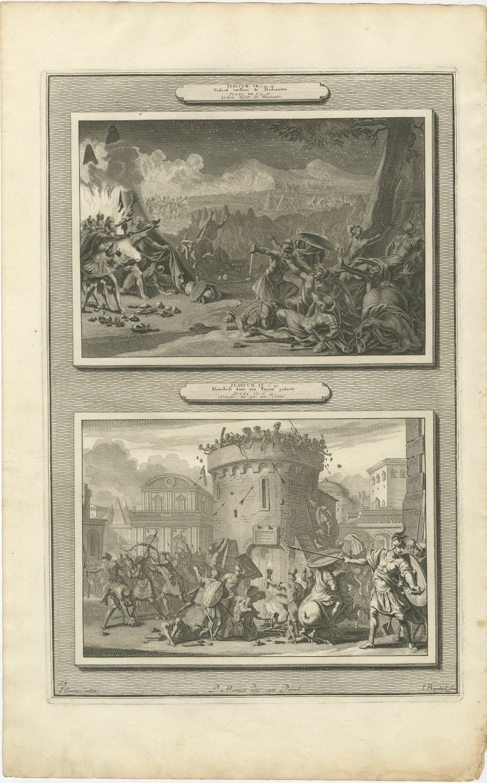 Gideon Defeats the Midianites and the Death of Abimelech, Mortier circa 1700