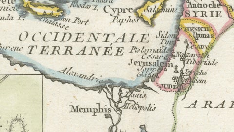 New Testament Holy Land Map with Jerusalem Plan, French, c.1779, close-up 5