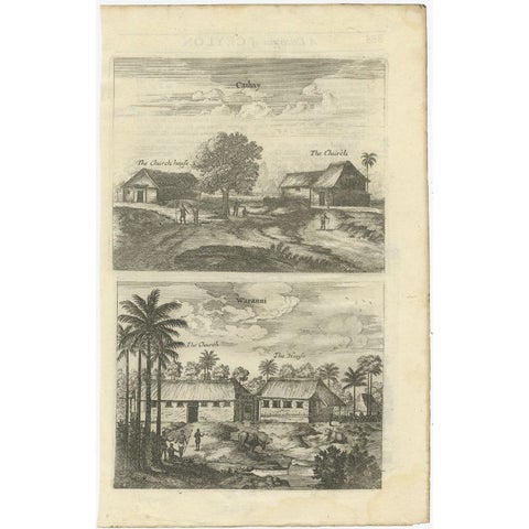 Antique Print of the Churches of Cathay and Waranni in Ceylon 'Sri Lanka', 1703, view 2