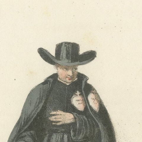 Passioniste, 1862 Hand-Colored Lithograph of a Passionist Monk, close-up 1