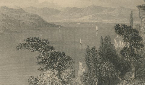 Antique Constantinople Print, Allom St George Monastery Princes Islands, ca.1838, close-up 6