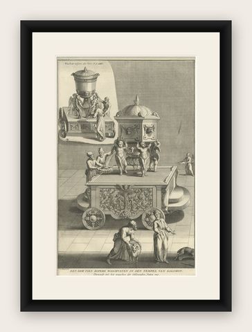 Antique Engraving of One of the Ten Brass Lavers in Solomon's Temple, 1725, shown framed
