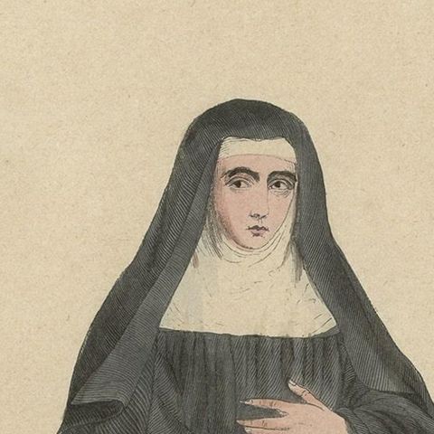 Antique Print of a Nun of the Canonesses of St. Augustine, 1845, close-up 2