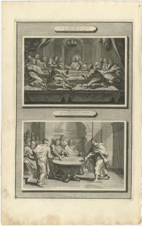 Dutch Baroque Passion of Christ, 3 Double-Scene Engravings by Mortier ca 1700, view 3