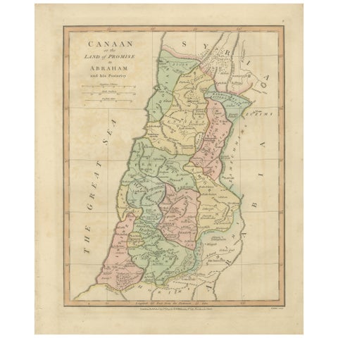 The Land of Promise, Elegant Hand-Colored Biblical Map of Canaan, London 1827