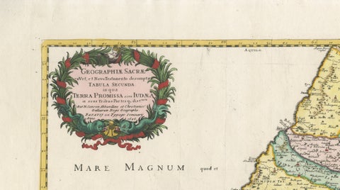 Holy Land Map of the Twelve Tribes of Israel, Sanson, Hand Colored, 1696, close-up 1