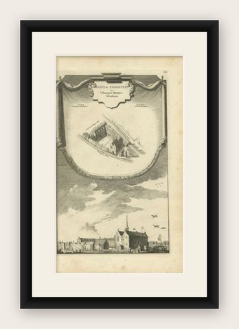 Antique Print of the Lucia Monastery by Wagenaar, c.1760, shown framed