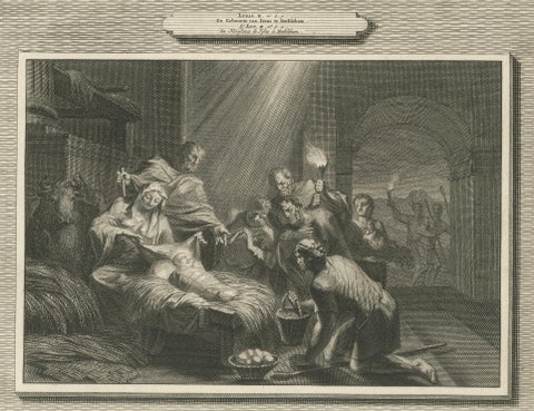 Census of Bethlehem & Christ’s Nativity, Mortier Engraving, 1700s, close-up 5