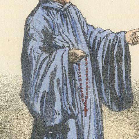 Sylvestrien, 1862 Hand-Colored Lithograph of a Sylvestrine Monk, close-up 2