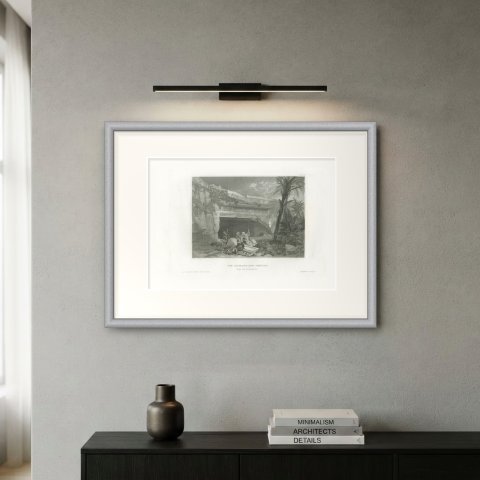 Antique View of the Tombs of the Kings, Jerusalem, Steel Engraving, circa 1850, shown framed on a wall, true to size