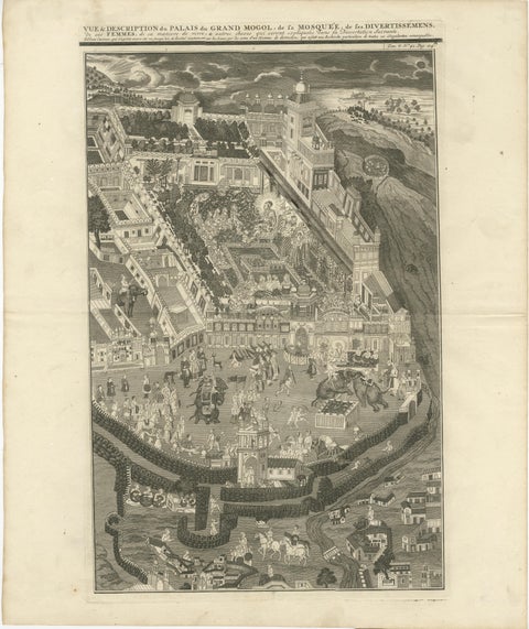 Grand Mogol’s Palace & Mosque, Chatelain Engraving of Delhi, 1719, view 2