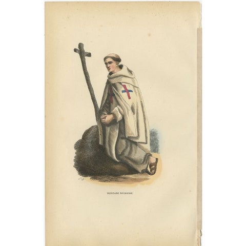 Antique Print of a Trinitarian Monk, 1845, view 2