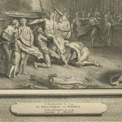 Martyrdom of the Maccabee Brothers and Zeal of Mattathias, Mortier, circa 1700, close-up 2