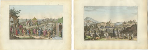 Chinese Ceremonial Processions, Hand-Colored Engravings from Ferrario, 1815, view 2