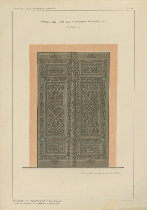 Seljuk Carved Wooden Door from Konya, Islamic Architecture, Raymond 1924