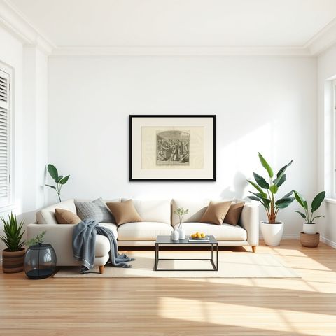 Antique Print of the Corpse of Saint Nilus by Pazzi, 1762, shown framed in a room, true to size