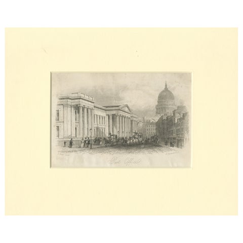Post Office and St. Paul's Cathedral, London, Engraving by J. Shury, ca. 1850
