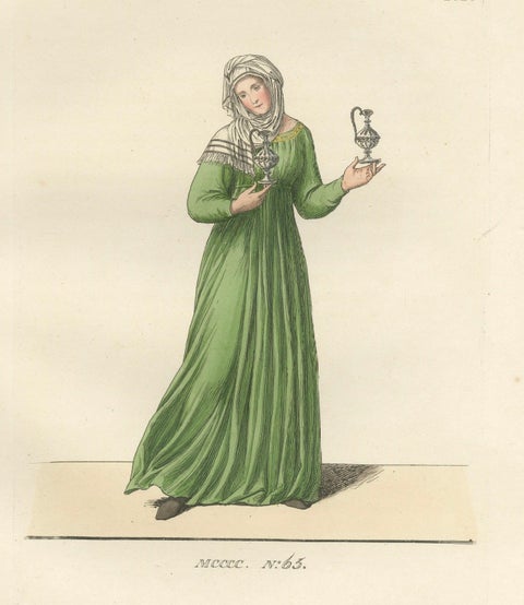 Servant, Dominican Nun and Young Lady in Traditional Italian Dress, 1845 Print, close-up 4