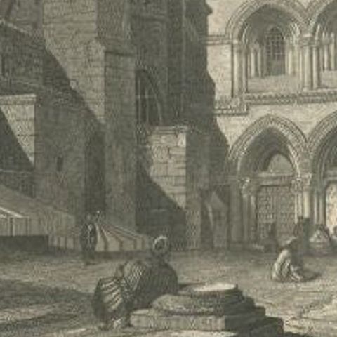 Antique Print of the Church of the Holy Sepulchre, 1836, close-up 1