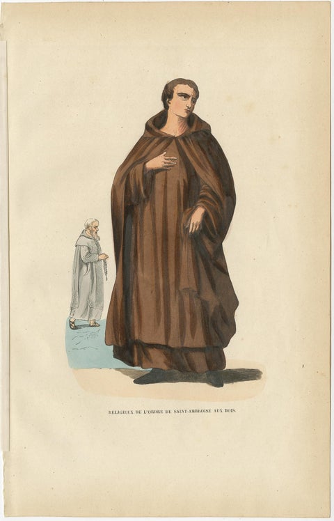 Antique Print of a Monk of the Order of Saint Ambrose, 1845, view 3