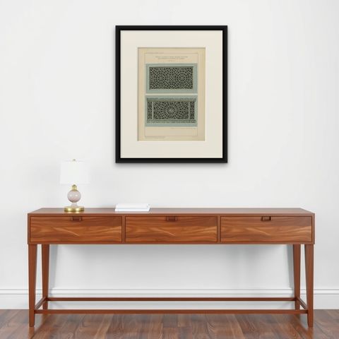 Antique Ottoman Marble Balustrades Print, Yeşil Mosque, İznik, Raymond, 1924, shown framed on a wall, true to size