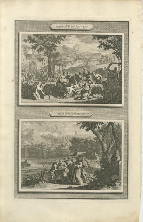 Antique Bible Print Set, Genesis & Exodus Scenes, Mortier c.1700, view 3