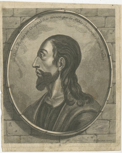 Copper Engraved Portrait of Jesus Christ by Robert Brichet, around 1800, view 2