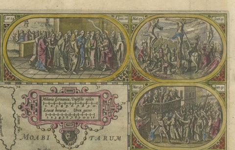 1625 Petrus Plancius / Cloppenburg Map of the Holy Land with Biblical Vignettes, close-up 2
