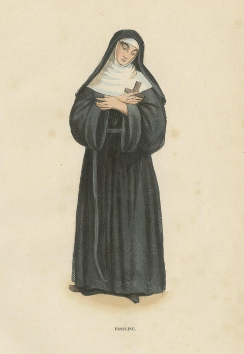 Print of an Ursuline Sister, of an Enclosed Religious Order of Consecrated Women, close-up 1