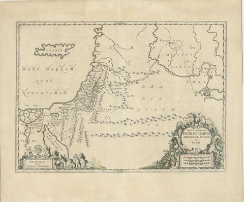 Antique Map of the Holy Land, showing the travels of Abraham, Isaac and Jacob, view 2