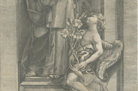 Saint Francis of Paola, engraving by Antonio Gramignani, Rome, 17th century, close-up 5