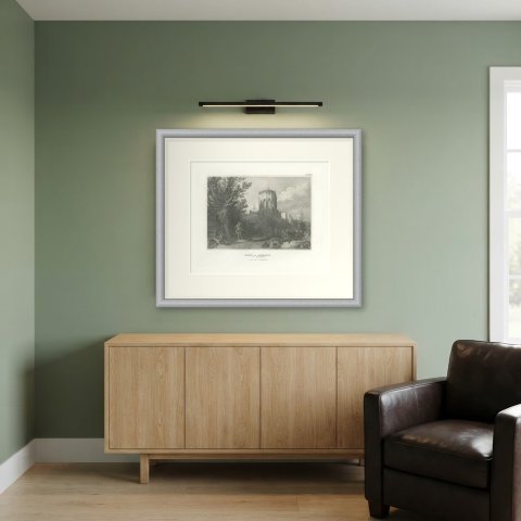Antique View of the Ruins of Samaria, Holy Land Engraving, circa 1850, shown framed in a room, true to size