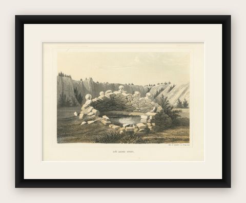 Zuni Sacred Spring, New Mexico, Litho from the Pacific Railroad Survey, 1856, shown framed
