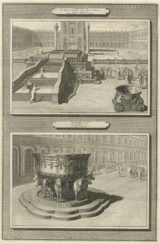 Bronze Pillars and the Molten Sea of Solomon's Temple, Mortier, circa 1700