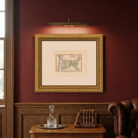 Antique Hand-Colored Map of the Tribe of Issachar, Wyld, 1823, shown framed on a wall, true to size