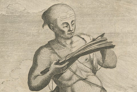 Shaivite Brahmin Reading Scriptures, Sonnerat Engraving, India, Paris 1806, close-up 3