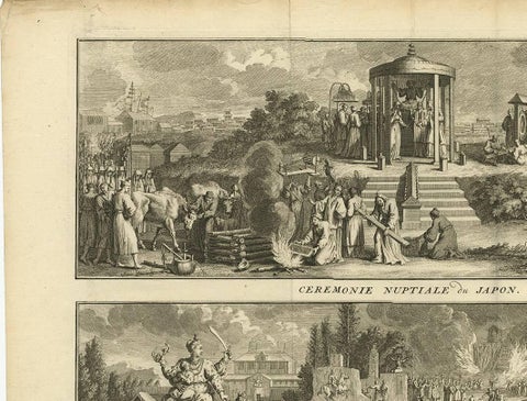 Antique Print of Japanese Wedding and Funeral Ceremonies by B. Picart, c.1730, view 2
