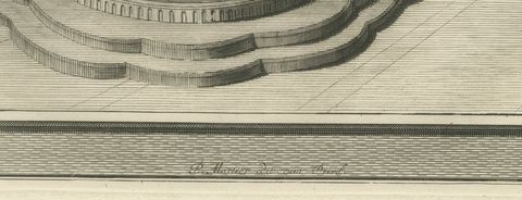 Bronze Pillars and the Molten Sea of Solomon's Temple, Mortier, circa 1700, close-up 1