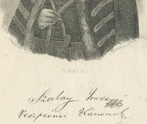 Imre Szalay, Canon of Veszprém, Engraved Portrait, Pest, circa 1840, close-up 2