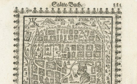 17th Century Woodcut Map of Jerusalem from Abraham Saur’s Städte-Buch, 1658, close-up 3