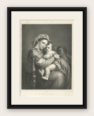 Madonna and Child Print after Raphael, La Vierge à la Chaise, circa 1850, shown framed